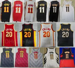 Basketbol Trae Genç 11 John Collins Jersey Spor Hayranları için 20 Erkekler Nefes Saf Pamuk Tüm Dikişli Lacivert Beyaz Kırmızı Siyah Takım Renk Gömlek Yüksek Kalite