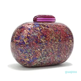 Evening Bags Stylish Design Colorful Shell Acrylic Purse Women Marble Bag Luxury Elegant Lady Roud Cute Purple Handbag