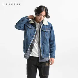 U&SHARK Autumn Winter Thicken Denim Jacket Men Brand Clothing Fleece Denim Jacket Male Regular Fit Outerwear Casual Jeans Coats 210603