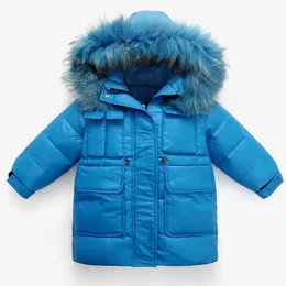 Erkek Kış Ceket Çocuk Ördek Aşağı Ceket 2021 Yeni Boy Parkas Kalınlaşmak Sıcak Çocuk Giyim Kapşonlu Kız Snowsuits 3-10Y H0909