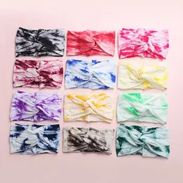 12 colors Baby Girls Tie Dye Cross Headbands Soft Summer Nylon Stretch Knot Hair Bands Head Wrap For Toddlers Newborn Turban