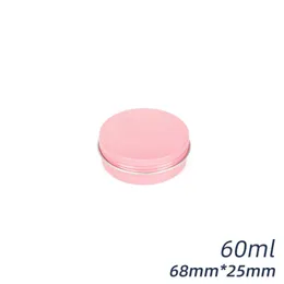 2 oz/60ml Pink Metal Steel Tins Round Aluminum Tin Cans Screw Top Storage Travel Tins Lip Balm Tin Cosmetic Sample Containers Cream Jars for Tea Spice Candies