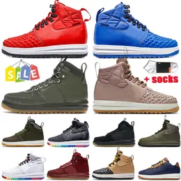 Fashion Top 2022 Lunar 1 Duckboot High Boots Shoes Women Mens Outdoor Running Shoes Winter Trainers Triple Black Medium Olive Wolf Grey Big Size US 13 Leather Sneakers