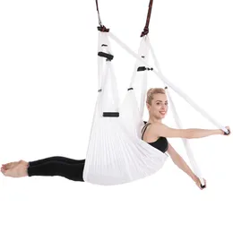 Anti-gravity Aerial Yoga Hammock 6 Handles Flying Yoga Swing Hanging Belt Inversion Device Equipment for Body Shaping Exercises Q0219