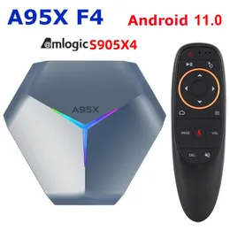 A95x F4 Android 11 Caixa de TV Amlogic S905x4 Inteligente 4K 4GB RAM 32GB 64GB 128GB ROM 2.4G / 5GHz Wifi + G10S Controle de voz