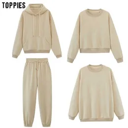 Toppies Womens Tracksuits Hooded Sweatshirts 2020 Höst Winter Fleece Oversize Hoodies Solid Pullovers Jackor Unisex Par Y0625