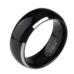 Pierścionki ślubne 8 mm męski black tungsten pierścionek z kopuły polerowane krawędzie projektowe zespoły mody biżuterii zaręczynowej Anillos hombre