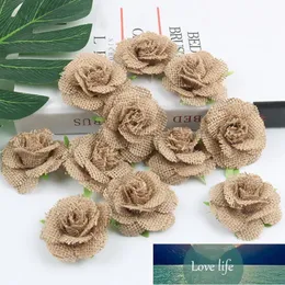 Dekorativa blommor kransar 10st jul dekoration konstgjord blomma burlap rose vintage rustik bröllop hem dekoration20211 fabrik pris expert design