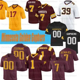 Custom Minnesota Golden Gophers fotbollströja #2 Tanner Morgan #7 Eric Decker #34 Boye Mafe-tröjor