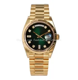 Original Box Men's Mechanical Watches 128239 36mm Diamond Dial Automatic Gold Silver rostfritt stålarmband unisex klockor