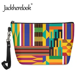 Jackherelook African Cuture Desen Yeni Tasarım Kadın Dayanıklı Günlük Çantalar Kadın Fermuar Pu Deri Kozmetik Çantalar Bolsos Mujer