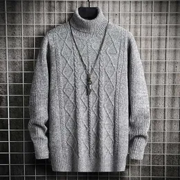 White Sweater Hombre Turtleneck Coarse Wool s Streetwear Fashion Pure Color Men Pullover Harajuku Y0907
