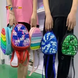 19CM Rainbow Tie Dye Fidget Backpack Bubble Toys Bag Push Bubbles Purses Kids Adult Sports Casual Shoulder Bags Handbag Tote Christmas Gift FY2990