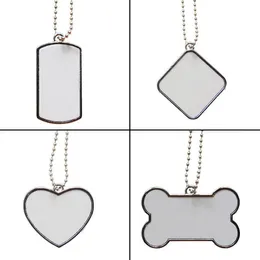 200pcs Sublimation DIY Blank White Stainless Steel Dog Tag Pendants Mix Style SN5158