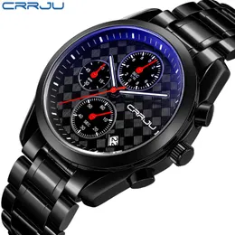 손목 시계 Crrju 남자 최고의 브랜드 패션 비즈니스 아날로그 시계 남성 쿼츠 캐주얼 풀 스테인리스 스틸 시계 군사 손목 시계 2023