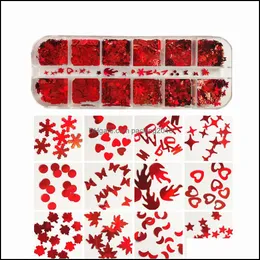 Favor Event Festive Party Supplies Home Garden12 Grids Heart Glitter Flakes 3D Sweet Sequin Design Nail Art Aessory DECALS Valentines D