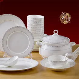 Skåluppsättning 56 huvud ben porslin bordsartiklar set jingdezhen keramik europeiska rätter maträtt husuppvärmning gåvor high quatity