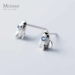 Orecchini a razzo di cristallo blu per le donne Squisiti piccoli gioielli in argento sterling alla moda con accessori femminili coreani 210707