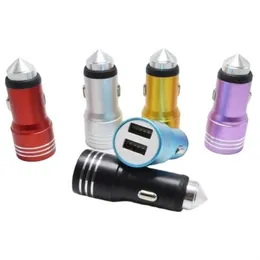 Cell Phone Chargers Car Usb Lighter 12V Charger Safety Hammer 2in1 1A 2.4A HOTSEL2023