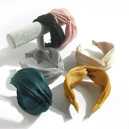 Kvinnor Headband Solid Twist Hårband Bow Knot Cross Tie Tyg Headwrap Hårband Höger Headwear Hårband Tillbehör 326 Y2