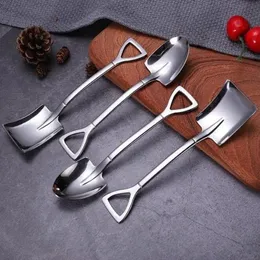 304 Stainless steel Retro Iron Shovel Ice Cream Spoon Creative teaspoon Fashion Tableware Home Use Dessert Texture Firm