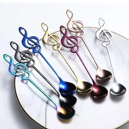 Spoons Durable Long Handled Easy To Clean Lasting Luster Music Theme Tea Stirring Dessert Spoon Stainless Steel Coffee Scoop