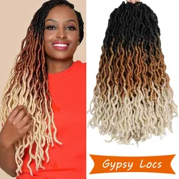 Ombre Curly Crochet Hair Synthetic Braiding Hair Extension Wavy Goddess Faux Locs 18 Inch Soft Dreads Dreadlocks Hair