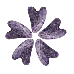 Purple Amethyst Jade Stone Gemstone Scraping Board for Body Massage Natural Crystal Guasha Board Anti-Wrinkle and Aging Health Care Tool