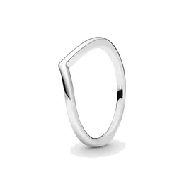 Jóias finas Autêntica 925 Sterling Silver Ring Fit Pandora Charme Polido Wishbone Engagement DIY Anéis de Casamento DIY