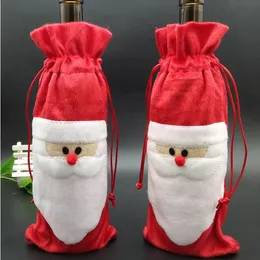 Christmas Gifts Bag Decorations Red Bottle Cover Bags Xmas Santa Champagne wine Gift 13*32cm WY941 ZWL
