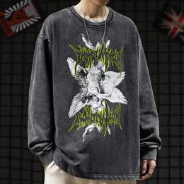 Hip Hop Hoodies Fallen Angel Graphic Pullover, Harajuku Style Loose  Cotton Sweatshirt for Men, Autumn Essential