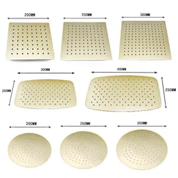 닦았 골드 레인 샤워 헤드 욕실 스테인레스 스틸 8/10/12/16 "인치 상단 샤워 헤드 벽 천장 마운트 샤워 암 H1209