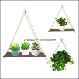 Decor Decor Gardenpremium Wood Swing Hanging Rope Wall Mounted Floating Shees Plant Flower Pot Indoor Outdoor Decoration Simple Design Sup