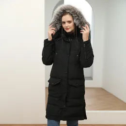 Women's winter windbreak jacket warm eiderdown long downwith hooded collar