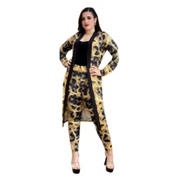 Kvinnor Tracksuits Casual Digital Tryckt Two Piece Set Dam Långärmad Cloak Coat Sport Wear Womens Fitness Jacka med byxor