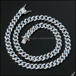 Chains Necklaces & Pendants Jewelrychains Hip Hop Jewelry 9Mm Single Row Fl Of Cubic Zircon Cuban Chain Simple Necklace For Men Gift Drop De