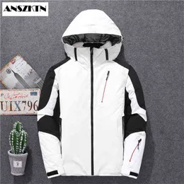 Anszktn New Men's Down Jacket Outdoor Winter Ski Fashion Moda Espessante à prova de frieses encapuçado Curto jaqueta para homens Y1103