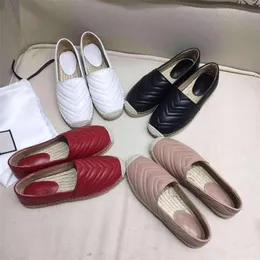 Designer l￤der espadrille sandal kvinnor loafers skor med dubbla g slip-on clacy skor sladd plattskor toppkvalitet med l￥da