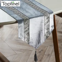 Topfinel الجدول العدائين الحديثة شريط السرير عداء للزفاف هندسية القماش الفاخرة مع شرابات الطعام الديكور حزب المنزل Y200421