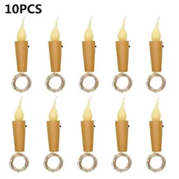 Struny 10pcs 2m 20leds Flame Cork w kształcie światła butelka wina bajka DIY sznurek LED do sypialni dekoracja przyjęcia weselnego