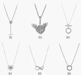 Fine Jewelry autêntico 925 Colar de prata esterlina ajuste pandora pingente anjo asas margarida colar temperamento DIY engajamento de amor DIY Colares de casamento