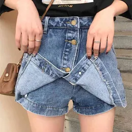 Werrueruyu Kobiety Sexy Denim Mini Spódnica Biały Czarny Niebieski Pakiet Hip Jean Fashion High Paist Quality Shorts 210608