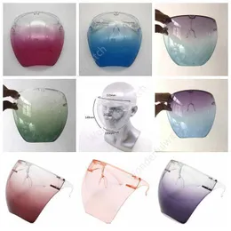 Plastic Safety Faceshield With Glasses Frame Transparent Full Face Cover Protective Mask Anti-fog Face Shield Clear Designer Masks DAW295