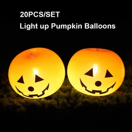 LED-beleuchtete Kürbis-Luftballons, leuchtende Latex-Ballon-Requisiten für Halloween, Paritäten, Motto-Festivals, Dekoration, 20 Stück mit Luftpumpe