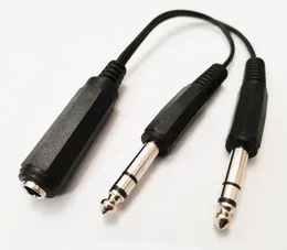 6.35mm Kvinna uttag till Dual 6.35 Stereo Male Plug Audio Cable ca 20cm / 5pcs