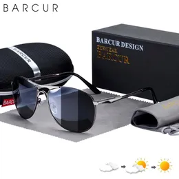 Sunglasses BARCUR Pochromic High Quality Men Brand Designer Polarized Sun Glasses Driving Mens UV400