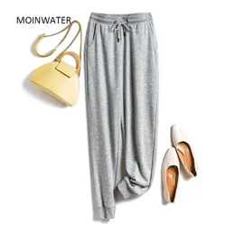 MOINWATER Women Casual Pants Lady Terry Sports Trousers Female Black Gery Long Pants MP2002 211216