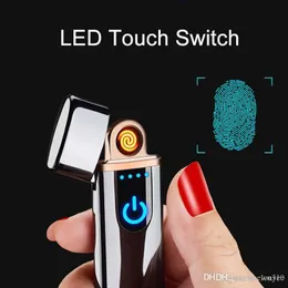 Wholesale Windproof Electronic Cigarette Lighter Flameless Touch Screen Switch Portable Colorful USB Rechargeable Lighters XDH0638
