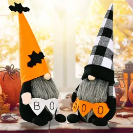 2 Styles Halloween Festive Party Supplies Holding Boo Faceless Doll with Bat Lattice Pointed Hat Rudolph Standing Ornament C70814F