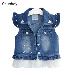 1-8T Baby Vest Denim Babe Jeans Jacket Casual Outerwear Children Clothing Spring Autumn Bebe Clothes Kids Vests Toldder Tops 210818